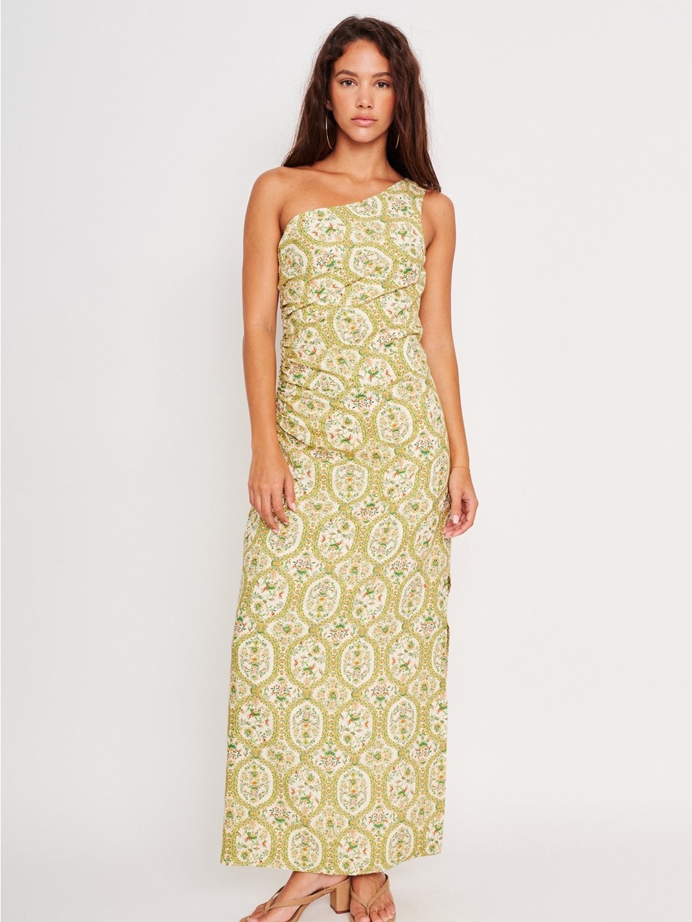 dRA Los Angeles 
KYOTO DRESS One-Shoulder Green Floral Maxi Dress. NWT SMALL